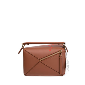 LOEWE X HOWL'S MOVING CASTLE SMALL CALCIFER PUZZLE BAG SATIN CALFSKIN TAN GHW