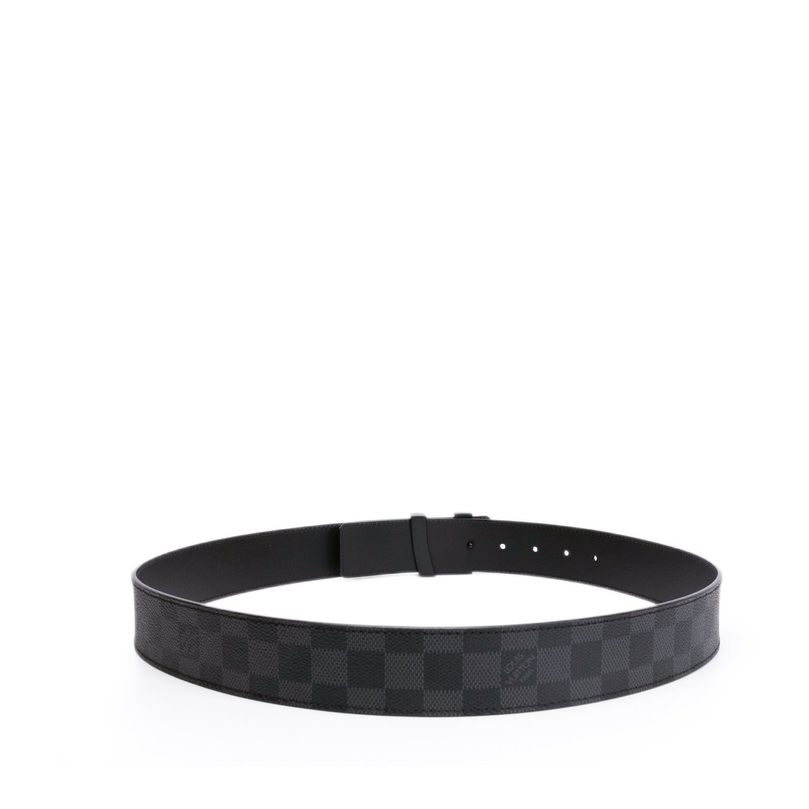LOUIS VUITTON INITIALS 40MM BELT DAMIER EBENE BLACK WITH BLACK HARDWARE