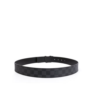 LOUIS VUITTON INITIALS 40MM BELT DAMIER EBENE BLACK WITH BLACK HARDWARE