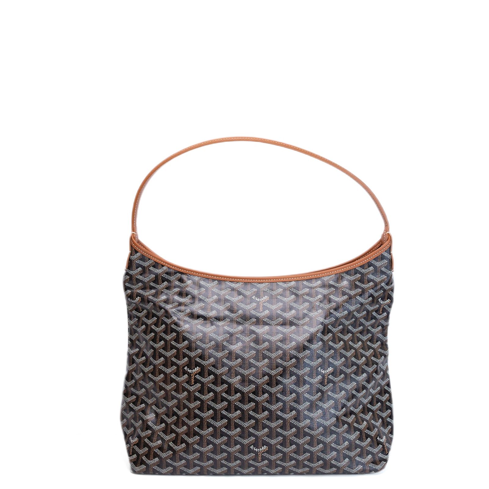 GOYARD BOHEME HOBO PM BAG CANVAS / CALFSKIN BLACK / BROWN SHW
