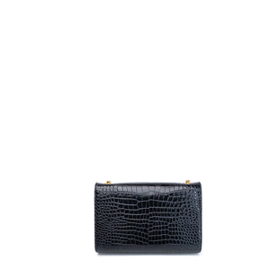 SAINT LAURENT SMALL KATE BAG WITH TASSEL CROC-EMBOSSED LEATHER BLACK GHW