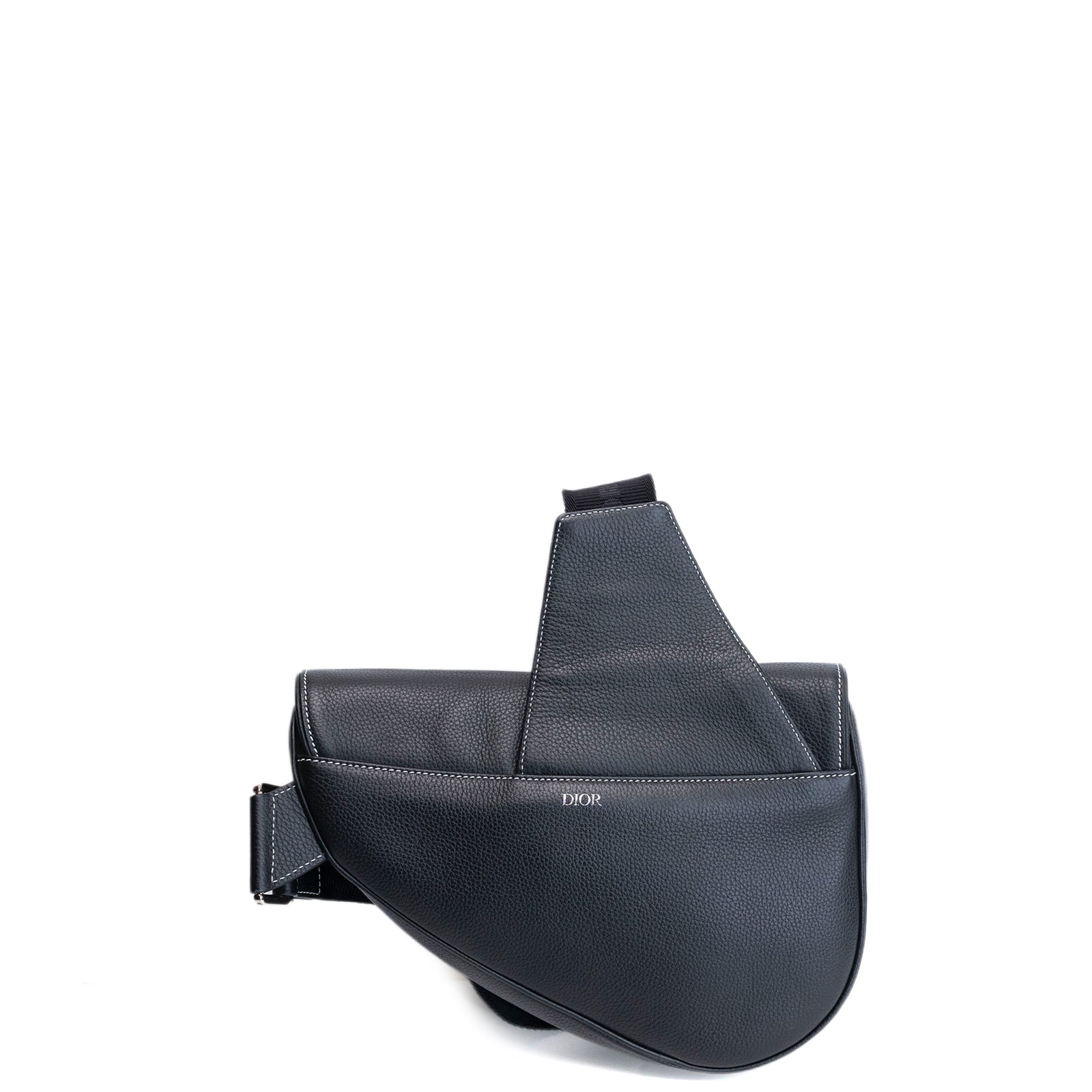 CHRISTIAN DIOR SADDLE BAG BLACK GRAINED CALFSKIN SHW