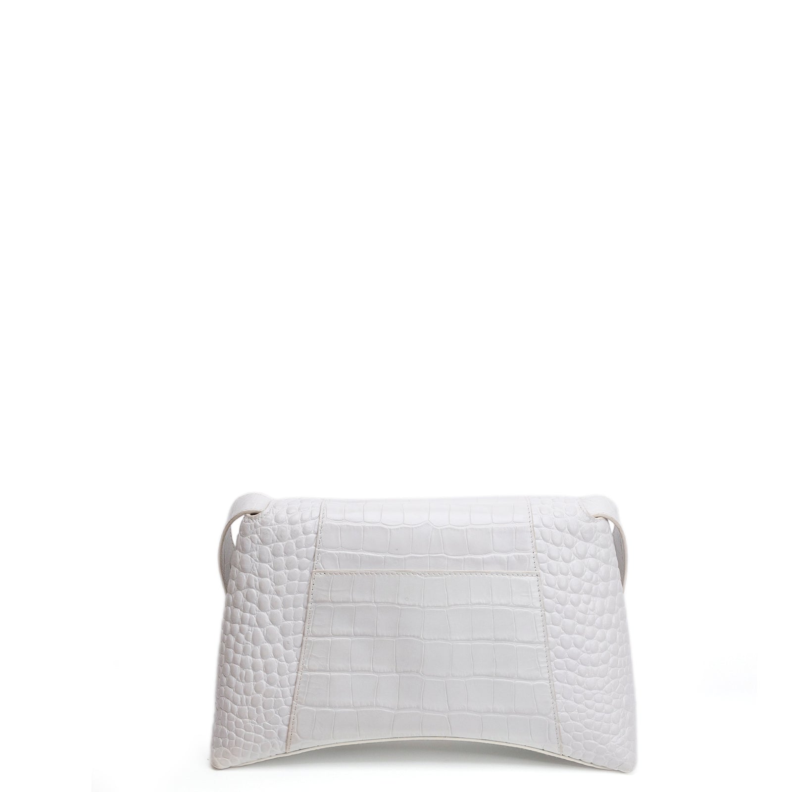 BALENCIAGA MEDIUN DOWNTOWN SHOULDER BAG EMBOSSED LEATHER WHITE SHW