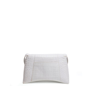 BALENCIAGA MEDIUN DOWNTOWN SHOULDER BAG EMBOSSED LEATHER WHITE SHW