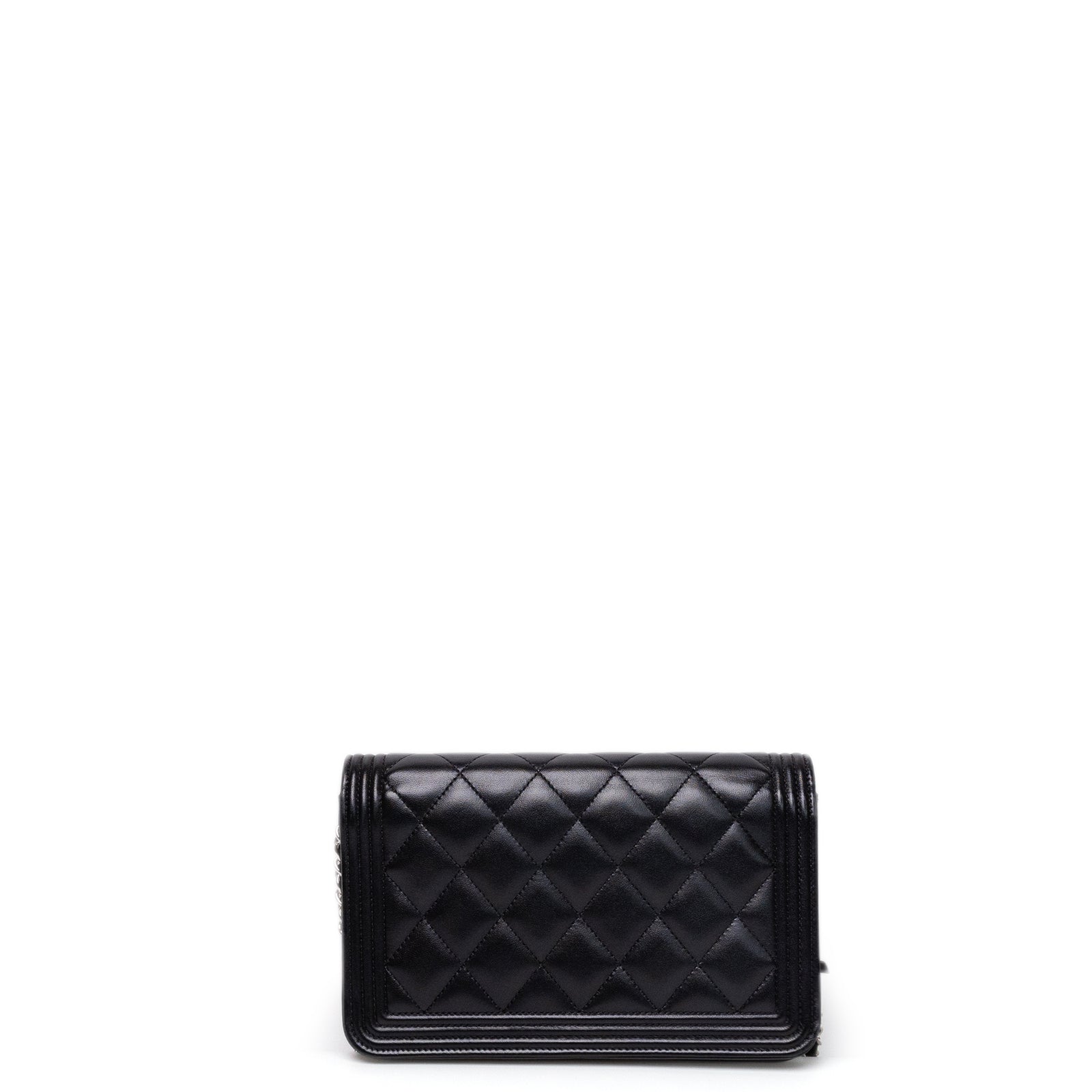 CHANEL BOY WOC WALLET ON CHAIN BLACK LAMBSKIN LEATHER SHW