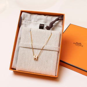 HERMES MINI POP H NECKLACE ROSE DEAGEE GHW