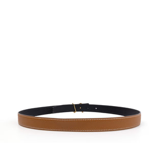 HERMES CURSIVES DOUBLE SIDE BELT 24MM BLACK/GOLD EPSOM LEATHER GHW
