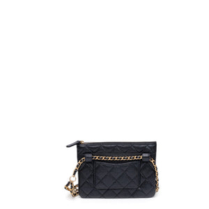 CHANEL 22S SHINY CAVIAR PICK ME UP FLAP BELT BAG BLACK CALFSKIN GHW