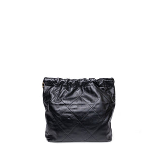 CHANEL SMALL 22 BAG BLACK SHINY CALFSKIN LEATHER GHW (MICROCHIP)