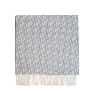 CHRISTIAN DIOR OBLIQUE STOLE CASHMERE GRAY SCARF