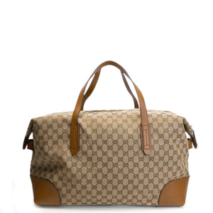 GUCCI BOSTON BAG GG CANVAS BROWN TOTE BAG SHW
