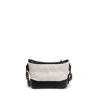 CHANEL SMALL GABRIELLE HOBO BAG WHITE / BLACK CALFSKIN LEATHER GOLD / SILVER TONE / RUTHENIUM TONE