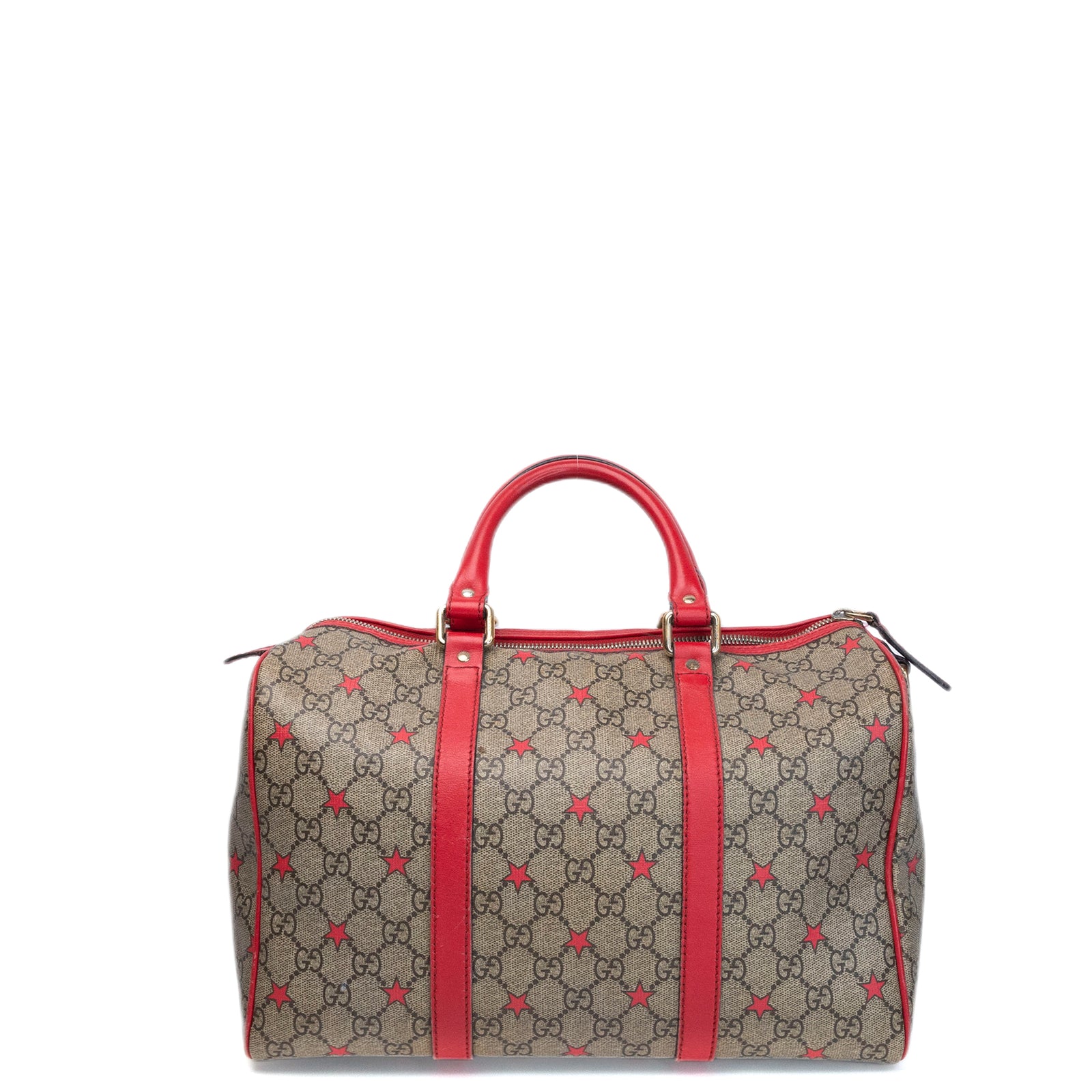 GUCCI GG SUPREME MEDIUM JOY BOSTON BAG BEIGE / RED GHW