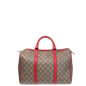 GUCCI GG SUPREME MEDIUM JOY BOSTON BAG BEIGE / RED GHW