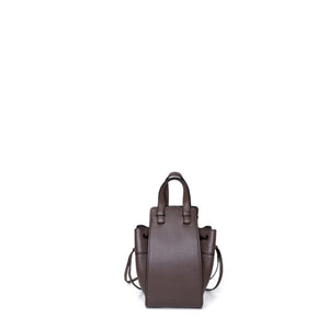 LOEWE MINI HAMMOCK DRAWSTRING BAG GRAINED CALF SKIN DARK TAUPE SHW