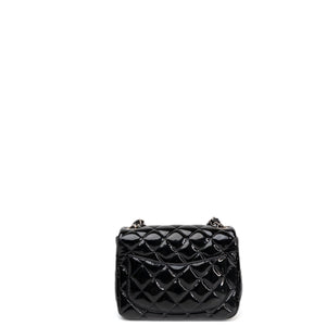 CHANEL MINI SQUARE FLAP BAG BLACK PATENT LEATHER SHW (MICROCHIP)