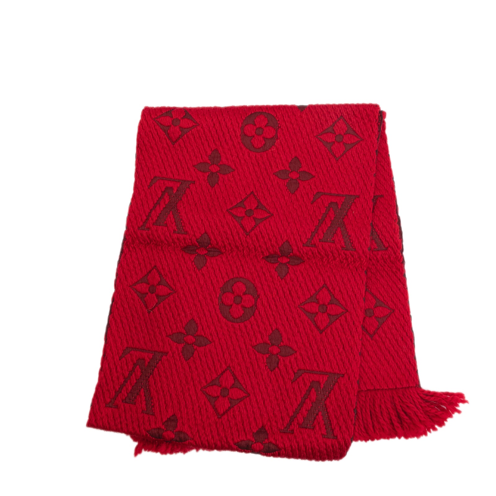 LOUIS VUITTON LOGOMANIA SCARF WOOL / SILK RED