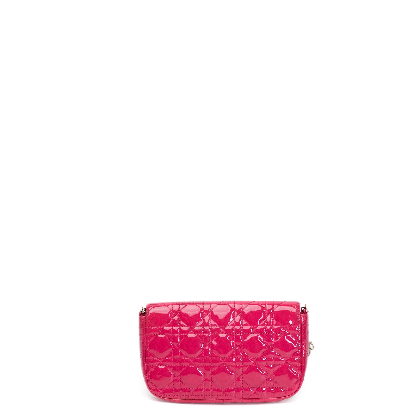 CHRISTIAN DIOR MISS DIOR PROMENADE WALLET ON CHAIN PINK CANNAGE QUILTED PATENT LEATHER GHW