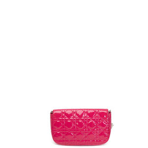 CHRISTIAN DIOR MISS DIOR PROMENADE WALLET ON CHAIN PINK CANNAGE QUILTED PATENT LEATHER GHW
