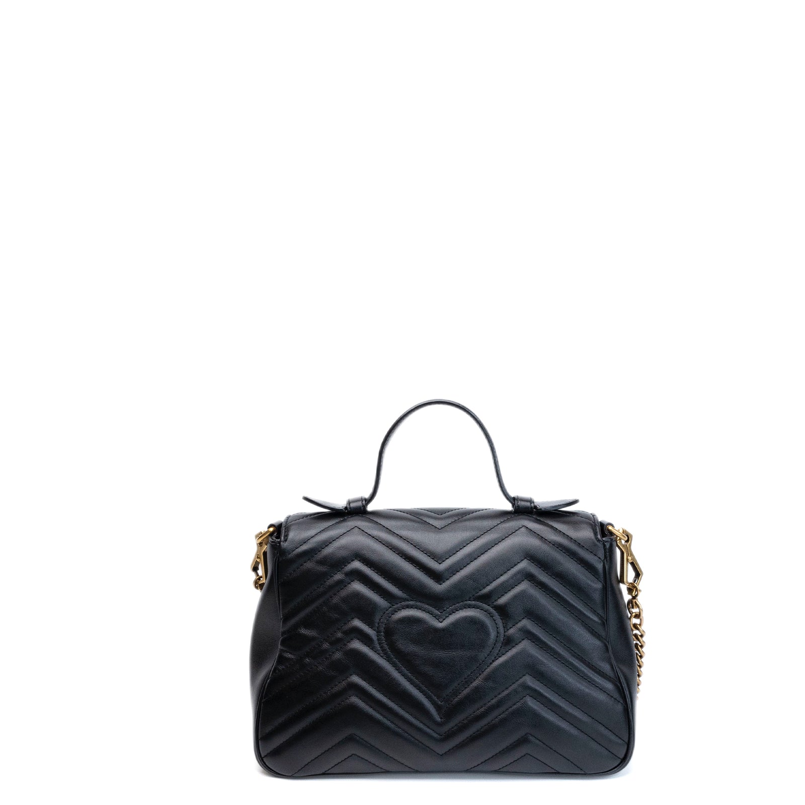GUCCI GG MARMONT SMALL TOP HANDLE BAG BLACK CALFSKIN GHW