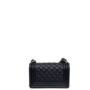 CHANEL SMALL CHEVRON LE BOY CALFSKIN BLACK SHW (MICROCHIP)