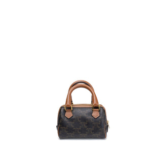 CELINE MINI BOSTON BAG TRIOMPHE CANVAS / CALFSKIN TAN GHW