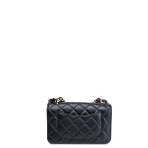 CHANEL 25B CLASSIC FLAP MATELASSE CHAIN STRAP MINI BAG BLACK LAMBSKIN LGHW
