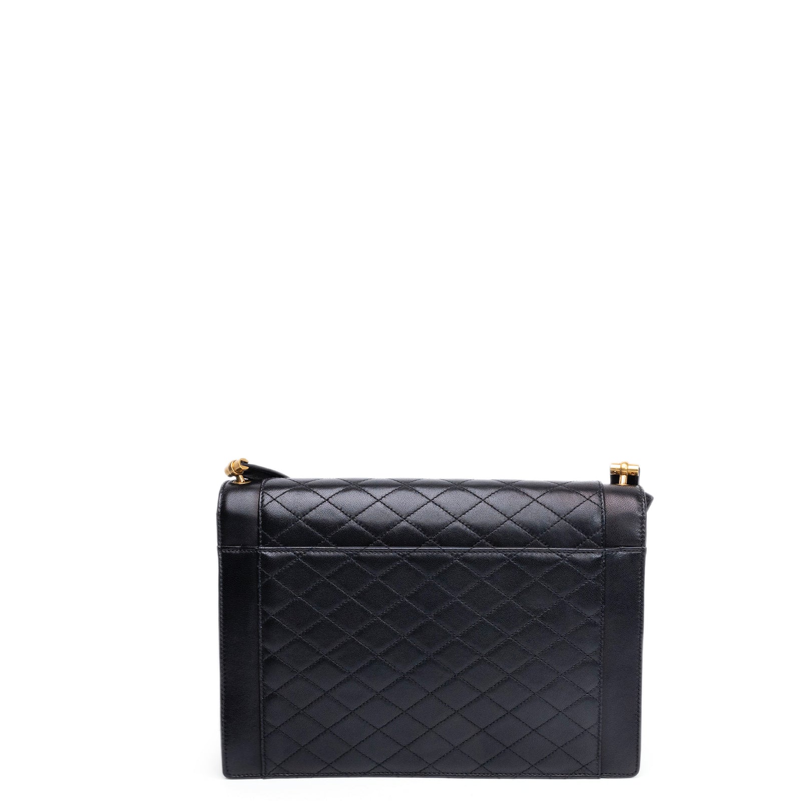 SAINT LAURENT GABY QUILTED SATCHEL BAG BLACK LAMBSKIN LEATHER GHW
