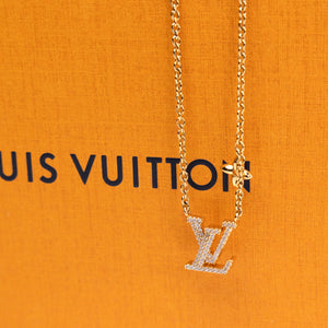 LOUIS VUITTON METAL CRYSTAL LV ICONIC NECKLACE GOLD
