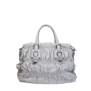 PRADA NAPPA GAUFFRE LARGE BAG GREY SHW