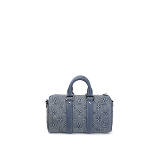 LOUIS VUITTON KEEPALL BANDOULIERE 25 WASHED DENIM CANVAS BLUE SHW