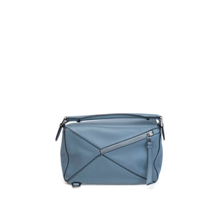 LOEWE SMALL PUZZLE BAG CALFSKIN STONE BLUE SHW