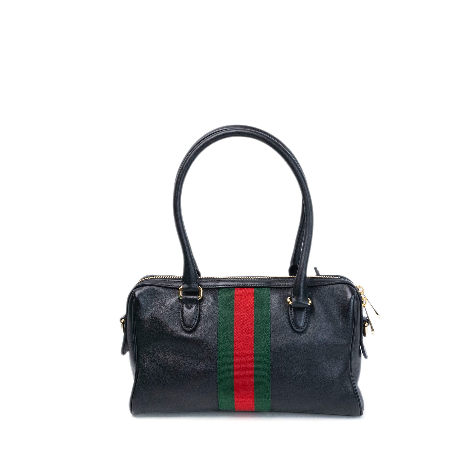 GUCCI BORSETTO MEDIUM LEATHER SHOULDER BAG BLACK GHW