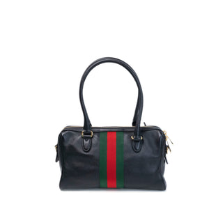 GUCCI BORSETTO MEDIUM LEATHER SHOULDER BAG BLACK GHW