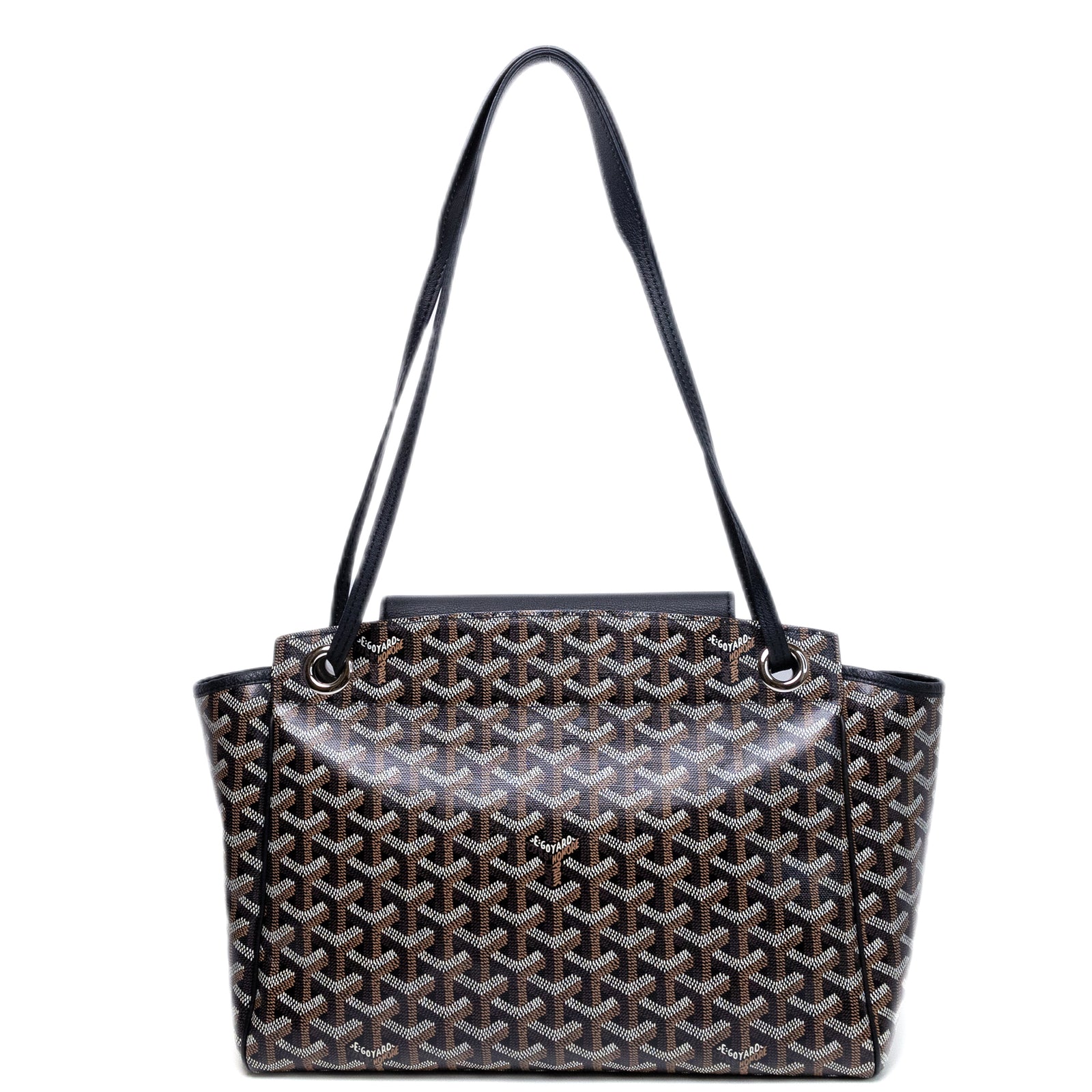 GOYARD ROUETTE TOTE BAG GOYARDINE CANVAS/CALFSKIN LEATHER BLACK SHW