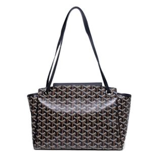 GOYARD ROUETTE TOTE BAG GOYARDINE CANVAS/CALFSKIN LEATHER BLACK SHW