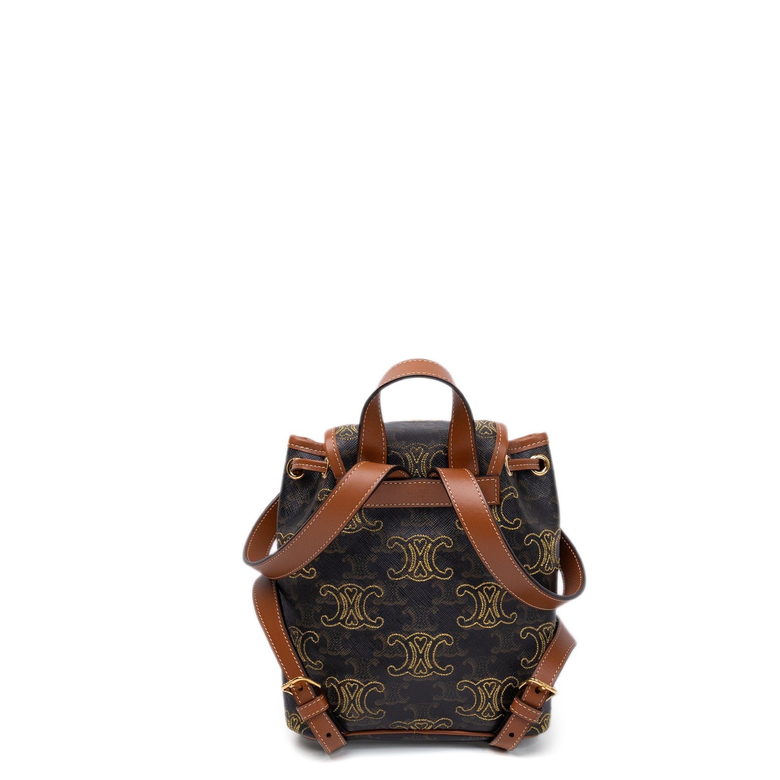 CELINE MINI BACKPACK FOLCO TRIOMPHE CANVAS / CALFSKIN BLACK GHW