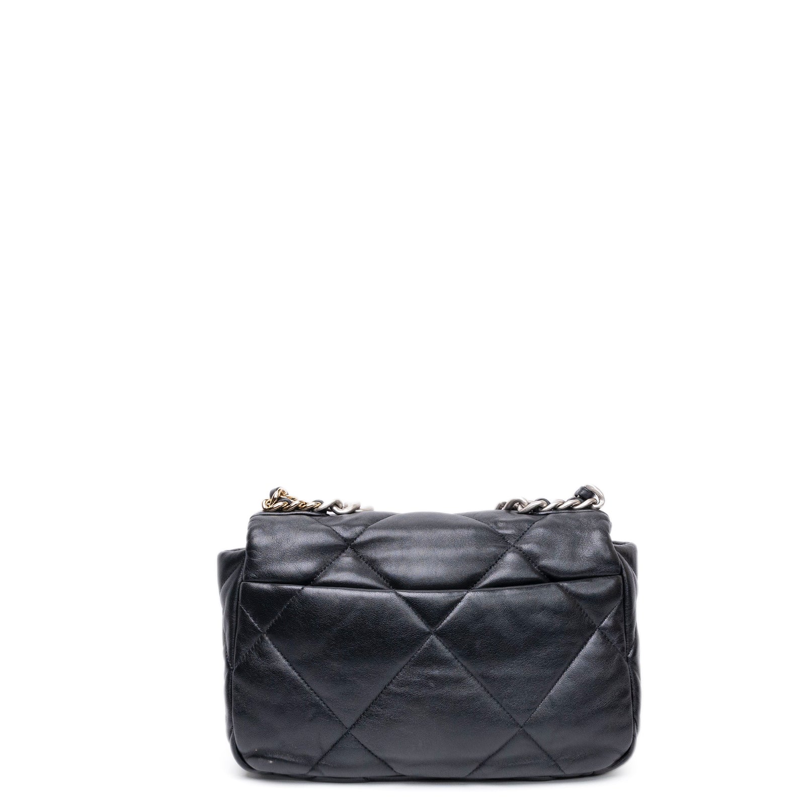 CHANEL SMALL 19 BAG LAMBSKIN BLACK MULTICOLOUR HARDWARE (MICROCHIP)
