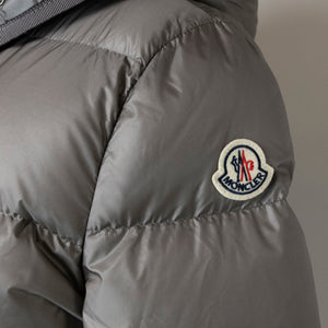 MONCLER BANNEC LONG PUFFER JACKET GREY SIZE 1