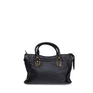 BALENCIAGA METALLIC EDG CITY S BAG BLACK GHW