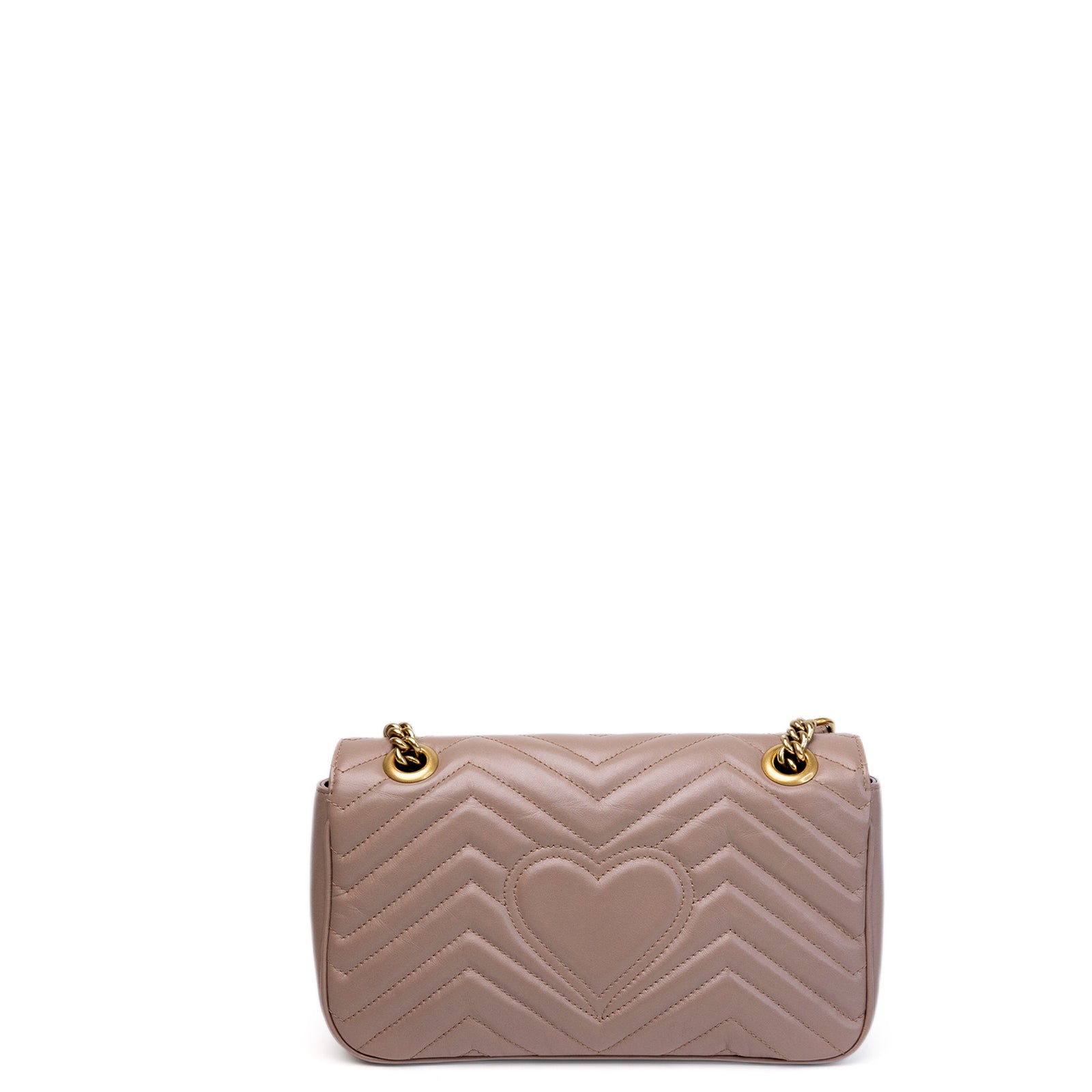 GUCCI MEDIUM GG MARMONT SHOULDER BAG CALFSKIN DARK BEIGE GHW