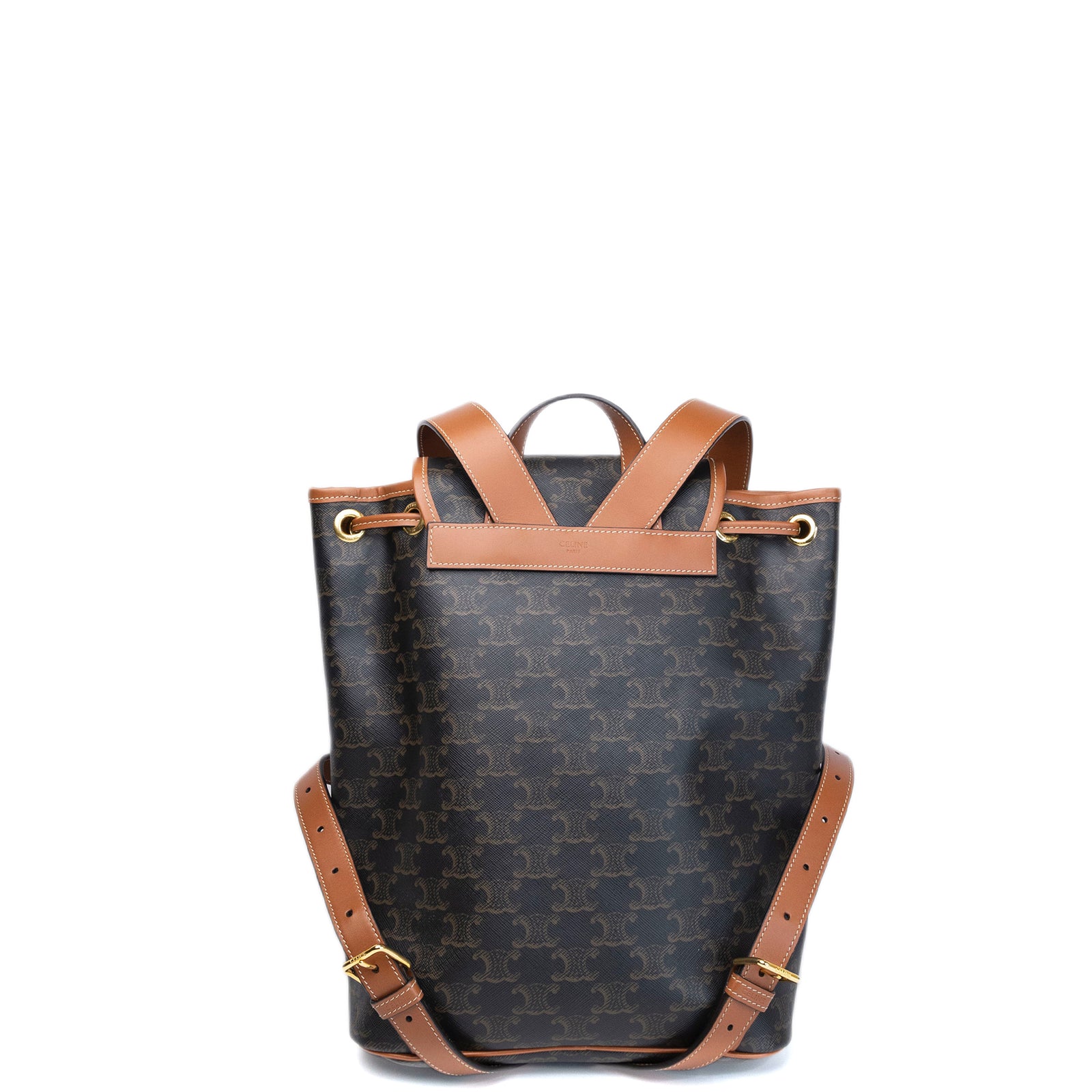 CELINE MEDIUM BACKPACK FOLCO IN TOILE TRIOMPHE CANVAS / CALFSKIN GHW