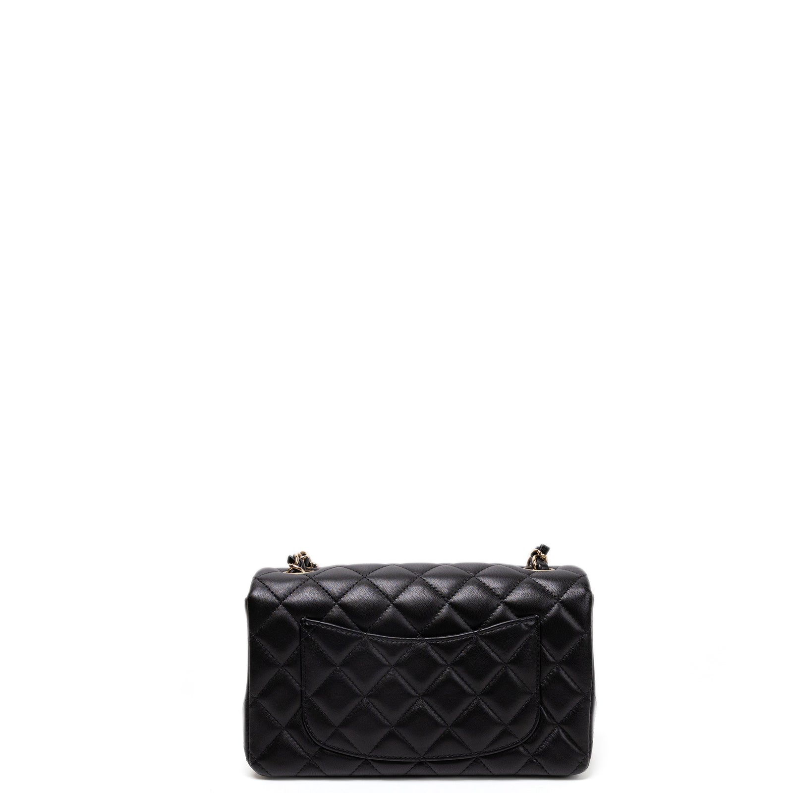 CHANEL MINI RECTANGULAR FLAP BAG LAMBSKIN BLACK LGHW (MICROCHIP)