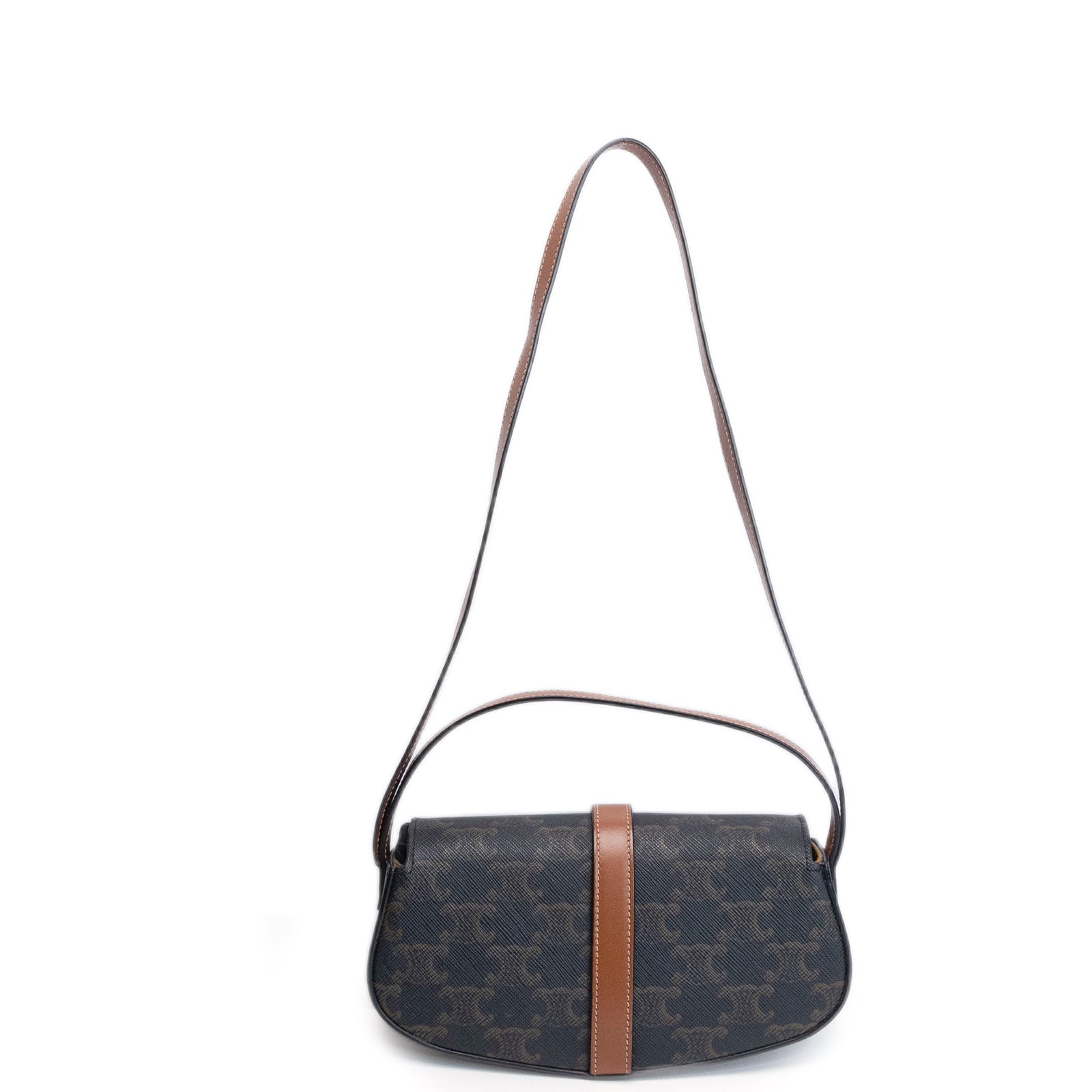 CELINE CLUTCH ON STRAP TABOU TRIOMPHE CANVAS / CALFSKIN TAN GHW
