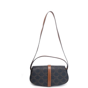 CELINE CLUTCH ON STRAP TABOU TRIOMPHE CANVAS / CALFSKIN TAN GHW