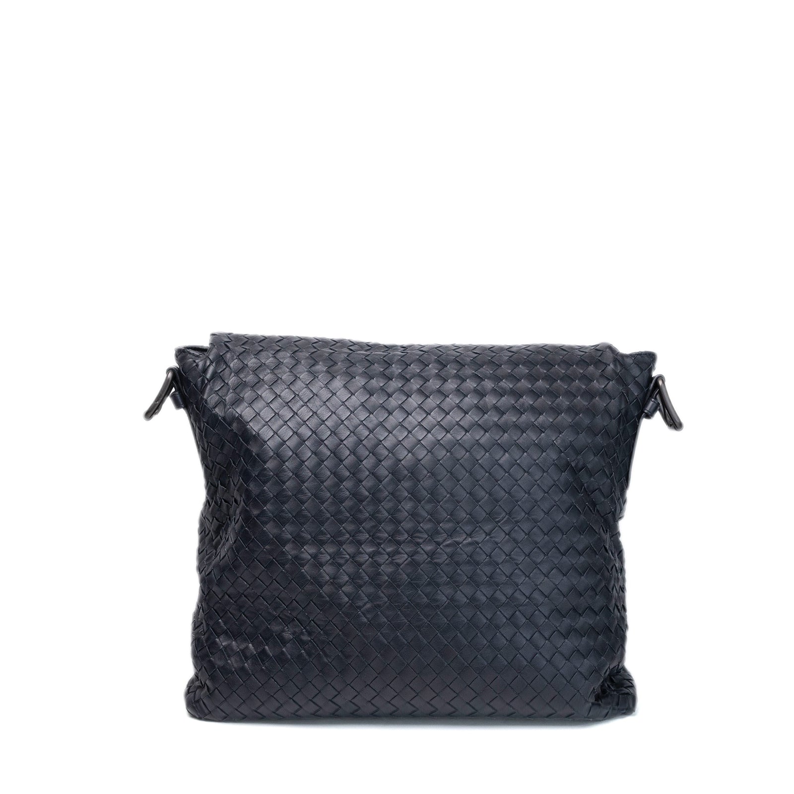 BOTTEGA VENETA INTRECCIATO MESSENGER BAG BLACK BLACK HARDWARE