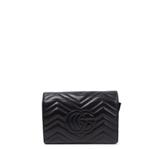 GUCCI GG MARMONT WALLET ON CHAIN BLACK GHW
