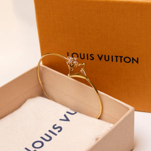 LOUIS VUITTON FLOWERGRAM STRASS BRACELET GOLD TONE HARDWARE
