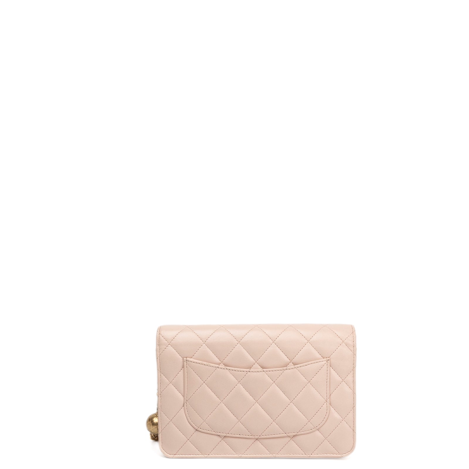 CHANEL PEARL CRUSH WALLET ON CHAIN LIGHT PINK LAMBSKIN GHW (MICROCHIP)
