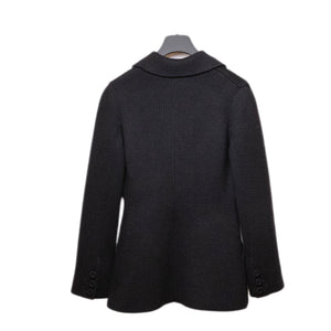 CHRISTIAN DIOR 30 MONTAIGNE KNIT WOOL DOUBLE BREASTED BAR JACKET BLACK SIZE 4